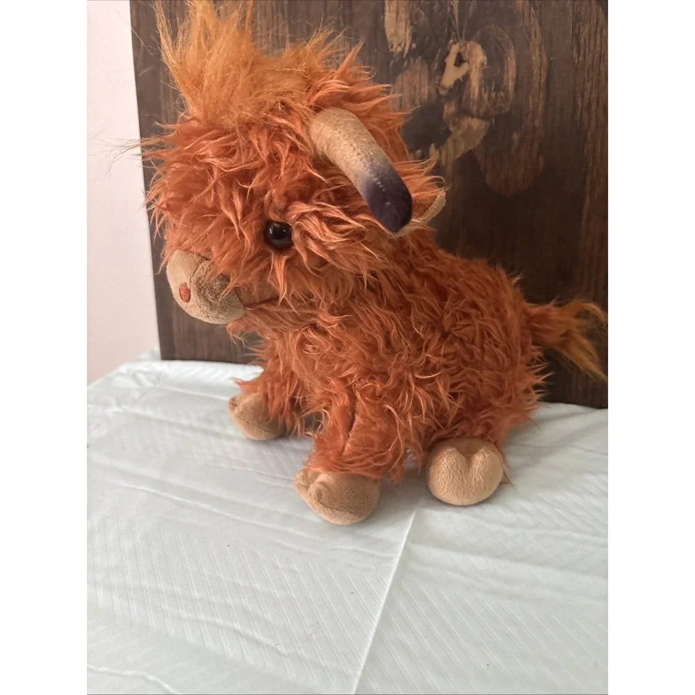 Highland Cow Plush Stuffed Animal Shaggy Long Hair Horns 10 in Toy Kids